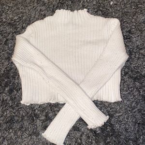 cropped white turtle neck long sleeve